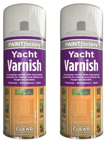 HZ Enterprises 2 X All Purpose Yacht Varnish 400ML - Professional ClearGloss Finish Spray Wood Color Paint