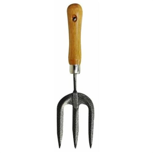 TRTO 1Pcs Wooden Weeding Potting Hand Held Steel Home Handle Garden Fork Gardening Tools Easy To Use