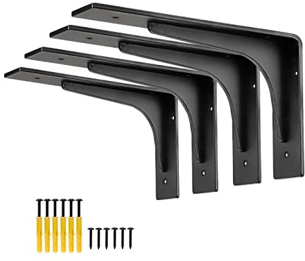 8 x 4.7 Shelf Bracket ,L Shelf Brackets,max Load 300lbs, Premium Alloy Metal Heavy Duty Shelf Bracket, high Strength Mounting Hardware Included, countertop Support, Pack of 4. (8 INCH x 4.7INCH)
