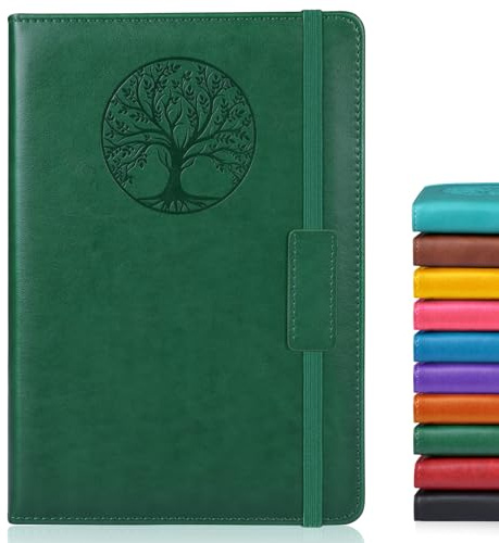 Biuwory Lined Journal Notebook for Women Men,256 Pages A5 Hardcover Leather Journals for Writing,Travel,Business,Work & School,College Ruled Notebooks for Note Taking,Diary Notepad 5.7×8.3(green)