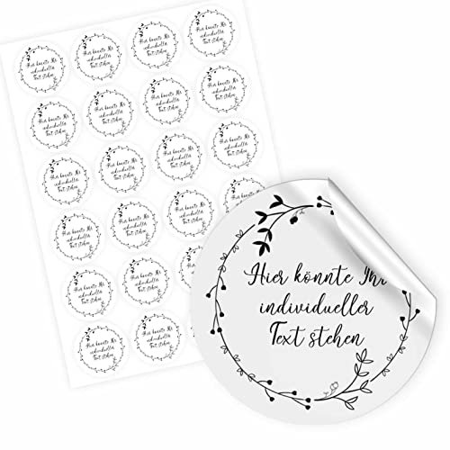 24 Stück Personalisierte Aufkleber - Personalisierte Aufkleber mit Wunschtext - 4,5 cm Runde Papieraufkleber Etiketten für Hochzeit, Taufe, Produkte, Geburtstag (Style 7)