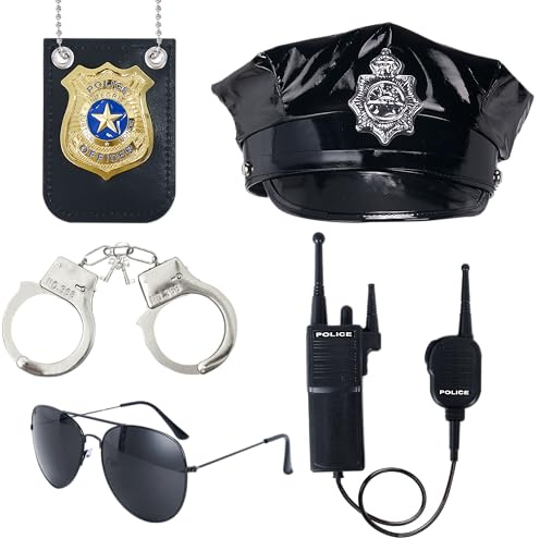 SPOOKTACULAR CREATIONS Ensemble d'accessoires de cosplay de police pour adultes, enfants, déguisement de détective, costumes d'Halloween