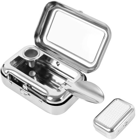 Taschenaschenbecher Geruchsdicht aus Edelstahl (6x4x2cm) – Mobiler Aschenbecher für Unterwegs, Outdoor & Reisen | Ultra-Kompakt, Leicht & Geruchssicher