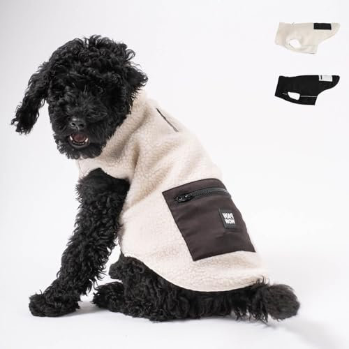 PAW WOW MIKA Hundejacke | Hundemantel Teddy-Fleece | Hunde-Weste mit Bauchschutz für kühle Temperaturen (Beige, XXL)