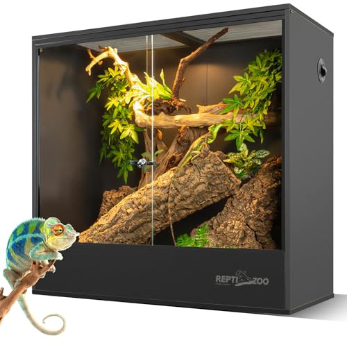 REPTIZOO 100 Gallon PVC Reptile Tank, 36x18x36 inch Extra Tall Large Reptile Enclosure, Chameleon Frog Gecko Lizard Arboreal Terrarium with Sliding Door & Screen Ventilation