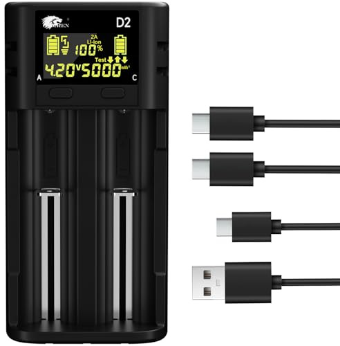 IMREN 21700 18650 batteriladdare, intelligent LCD 21700 batteriladdare med test av urladdningskapacitet, 18650 2 A snabbladdare för 18650 21700 20700 1,2 V Ni-MH Ni-CD AA AAA C-batterier