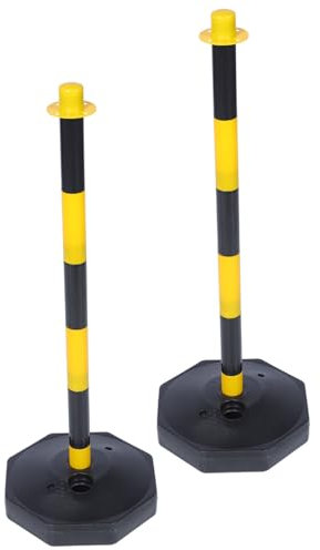 PLAFOPE 2 Stück Verkehrsleitpfosten Aus Kunststoff Mit Befüllbarer Basis Gelb Schwarz Mobiler Warnkegel Für Parkplätze Und Garagen Wetterbeständig Und Rostfrei