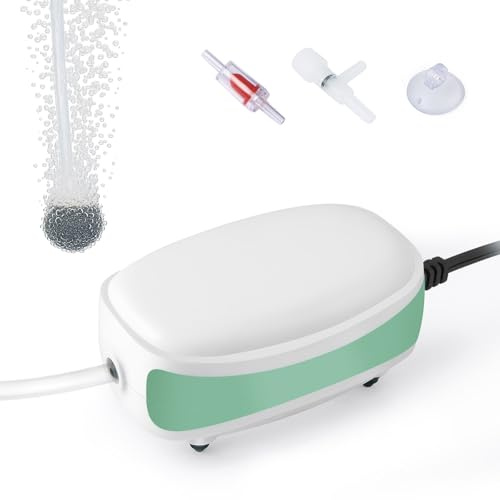 PYPABL Ossigenatore Per Acquario Mini, Aeratore Silenzioso Per Acquario, Pompa di Ossigeno Silenziosa Con Uscita Singola e Accessori Per Acquario da 1 Litro 40 Litri