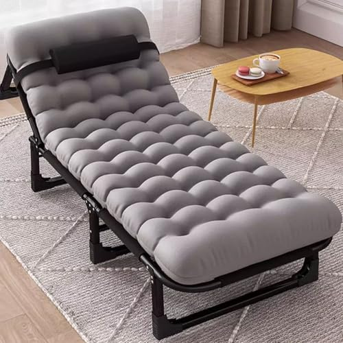Puff Cama Plegable Varias Medidas Marco De Metal con Colchón Extraíble Cama con Respaldo Regulable en Cuatro Velocidades No Requiere Instalación(190 * 68 * 28cm)