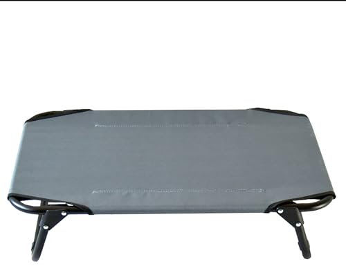 Easipet Elevated Dog Bed Grey Folding Pet Cot with Steel Frame, Small (70 x 45 x 18 cm)