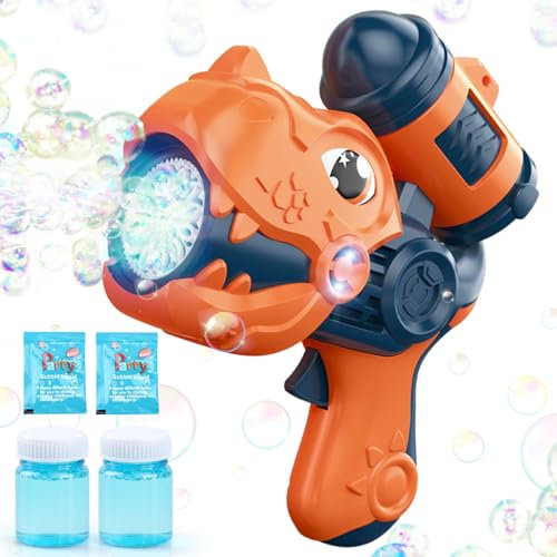 Aooess Gifts for 3-8 Year Old Boys: Dinosaur Bubble Gun Toys for Kids Presents for 4 5 6 7 Years Old Kids Birthday Party Bubble Blower for Toddlers Automatic Bubble Machines