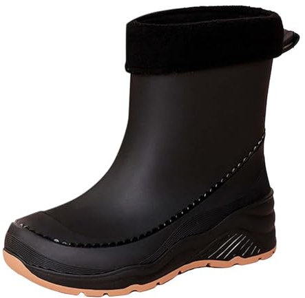 Generico Botas de goma lluvia mujer coloridas impermeables botas de agua cómodas botines mujer con forro polar Ankle Boot resistentes botas lluvia mujer media altura antideslizante Rain Boots,