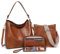 Handtasche Damen 3-teiliges Set PU Leder Umhängetaschen Crossbody Hobo-Tasche mit Damengeldbörse 2 Verstellbaren Trägern