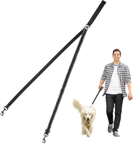 Kighdel Double Ended Lead for Dogs,Double Clip Lead for Dogs,Multi-Function Double Ended Dog Lead,Anti-Pull Two Point Control Dog Leash,Can Be Converted Into a Single Leash for Medium and Large Dogs