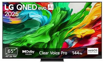 LG 65QNED86A6A TV 65 Zoll (165 cm) 4K QNED evo AI TV (α8 Gen2 4K AI Prozessor, webOS 25, 120Hz (VRR bis zu 144Hz)) [Modelljahr 2025]