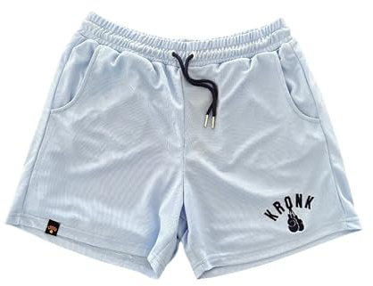 Kronk One Colour Gloves Applique Lined Gym Shorts Sky and Navy