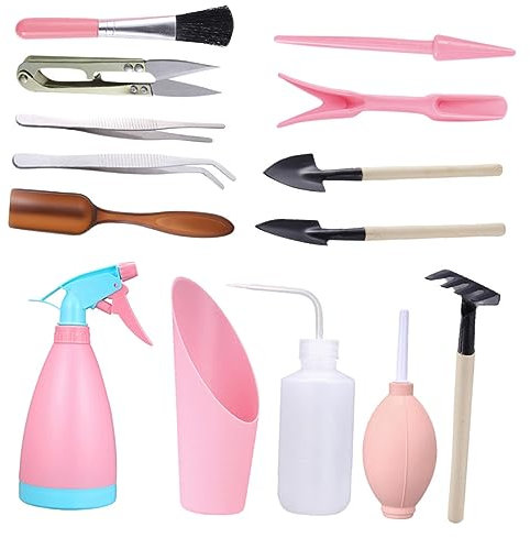 JOINPAYA Kit De Plantation Succulentes 14 Pièces Mini Outils De Jardin à Main pour Jardinage Intérieur Et Extérieur Conception Ergonomique Matériau Solide Couleur Aléatoire