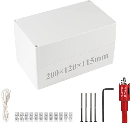 CPROSP Scatola di Derivazione Impermeabile per Esterni bianco, Scatola Stagna Elettrica da Esterno Quadrata IP66, 200 * 120 * 115mm, con Passacavo per Ø6-12 mm
