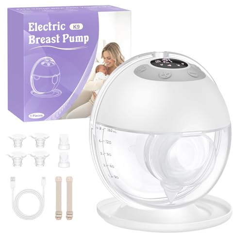 Haokoo Wearable Electric Breast Pump, Hands-Free & Wireless Discreet Pump, 4 Modes 12 Levels, Anti-Leak, Upright Stand with Dust Cover, 140-Min Run Time, 4 Flange Sizes