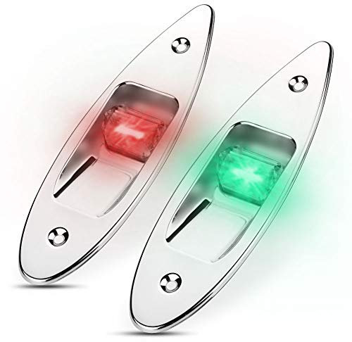 Fydun navigation lights for boats 12V LED Flush Mount Side Bow Navigation Light 2Pcs 120° Lamp for Marine Boat Yacht Green 61.5lm&Red 19lm Boat Nav Lights