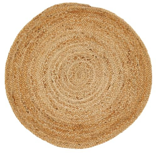 -LUXOR- living Teppich Mamda - Runder Jute Teppich alle Wohnbereiche oder als Dekoelement - Uni Farben Boho Naturteppich - aus Jute und Baumwolle 80 cm rund