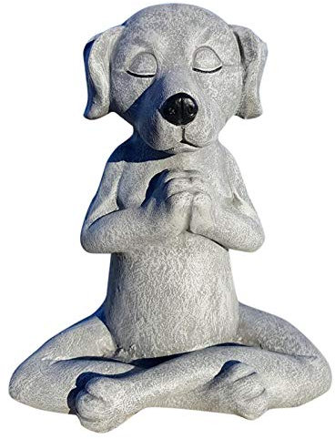 Yuemei Hunde Statue Zen Yoga Entspannte Pose Hund Buddha, Meditation Hundestatue, Gartenterrarium Hund In Meditation Statue Figur, Yoga Hund Frühling Garten Haus Dekoration (A)