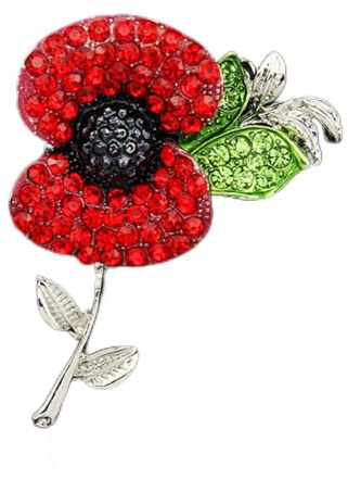 KhuWan Red Diamond Poppy Safflower Brooches for Women Wedding Party Casual Brooch Pins Gifts