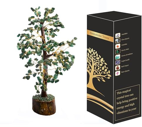 Wonder Care Heilender Geldbaum aus grüner Jade, Edelstein, Heimdekoration und Heilstein, Baumstein, Bonsai-Baum – grüner Jadebaum (300 Perlen)