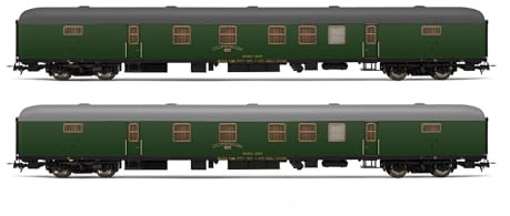 Electrotren HE4013 RENFE, Juego de 2 Unidades DGDC-3000 Furgoneta Postal, Librea Verde Oliva, Época IV Escala 1:87 Calibre HO Hornby Hobbies Material Rodante de Pasajeros-Autocares, Varios
