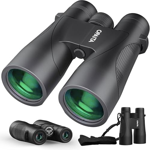 Binocolo ad alta potenza 15 x 52 per adulti, HD con visione chiara in condizioni di scarsa illuminazione, professionale per bird watching, caccia, escursionismo, viaggi, navi