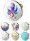 arteneur® - Pop Up Waschbeckenstöpsel mit Motiv Wasserfarben Tintenfisch | Abflusssieb | Doppel Dichtung | Universal Abflussstöpsel 34mm – 41mm | Pop Up Ventil Waschbecken Stöpsel