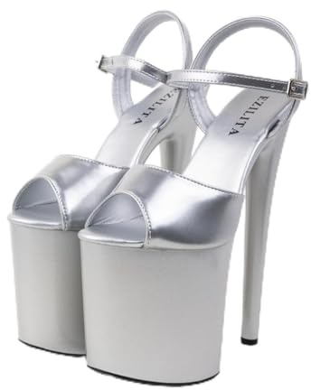 EZILITA Tn-094 Sandales à plateforme pour femme, argenté, 36 EU