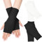 MELLIEX 2 Paar Halb Fingerlose Handschuhe, Winter Pulswärmer Handschuhe Unisex Warm Weiche Strickhandschuhe, Schwarz/Weiß