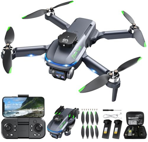 Drohne mit Kamera 4K, Faltbar mit Ferngesteuerter Quadrocopter, Hindernisvermeidung Indoor, Optischer Flusspositionierung, Gesten-Fotografie, 360°-Flip, Zwei Akkus, Spielzeug-Geschenk für Kinder