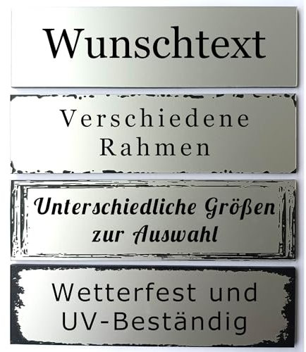 Wetterfestes Wunschtext Schild zum selbst gestalten personalisiert für draußen 20 bis 59 cm (Alu/Schwarz)
