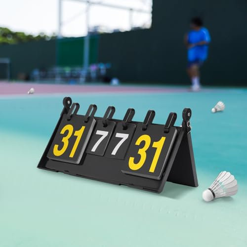 GCIUEMMH 4-Stellig Tragbare Flip Anzeigetafel - 4 Ziffern Kerbe Zähltafel Wettkämpfe Sportanzeigetafel Punktetafel Punktezähler für Badminton Volleyball Tischtennis Fußball Boxen