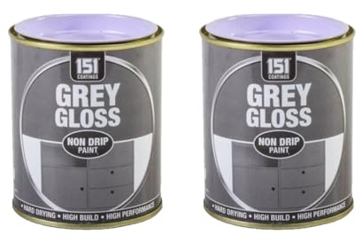 DIOXSTAR Grey Gloss Non-Drip Paint, Fast Drying, High Build, High-Performance Paint, Gloss Finish, Interior and Exterior Use, Suitable for Wood, Metal, 300ml (2 PCS)