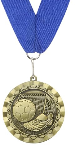 PATIKIL Award Medal, 3 Inch Football Place Award Medal Trophy with Neck Ribbon Football Party Favor Prize for Sports Meetings Events, Red Bronze