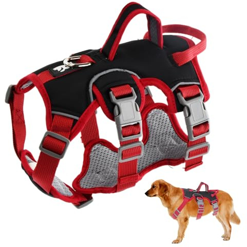Wisebom Pettorina Cane di Taglia Piccola Media, Traspirante, Regolabile, Comodo, Pettorina Anti Tiro per Cani con 2 Maniglie pettorina Antifuga Cane per Corsa y Passeggiate (Nero, L)