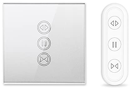 SJHFKDK Smart Curtain Touch Switch, Smart Curtain Switch WiFi Roller Shutter Curtain Switch Silver Color Remote Control Electric Blinds Smart Home(Kit)
