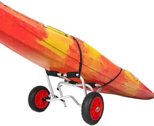Chariot de transport pour kayak et canoë avec largeur réglable, support antidérapant, roues anti-crevaison, capacité de charge de 50 kg