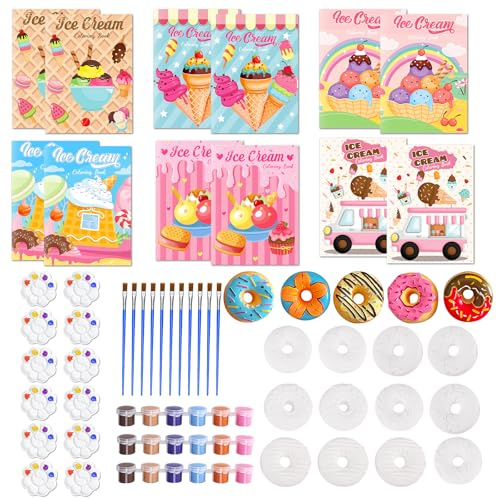 Koxtyzo Kit de Donut à Colorier pour Enfants, Plâtre Activites Manuelles pour Enfants, Ensemble d'Artisanat de Peinture Loisirs Creatif Cadeau Anniversaire Noël pour Garcon Fille 6 7 8 9 10 11 12 Ans