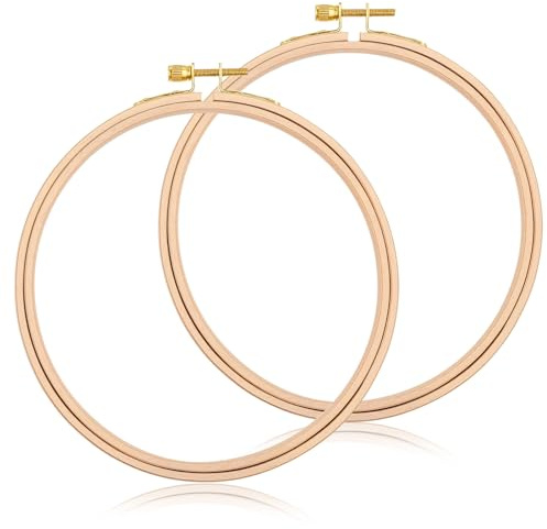 Matwsec 2 Pieces Wooden Embroidery Hoops 6 Inch Embroidery Hoop Wood Round Cross Stitch Hoop Adjustable Circle Hoop Ring for Embroidery, Punch Needle, Craft Sewing and Ornaments