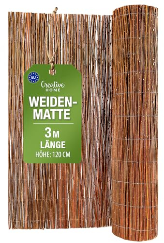 Creative Home Estera de Mimbre 120 x 300 cm | Valla de Privacidad Natural para Jardín Balcón y Terraza | Pantalla de Ocultación Resistente contra Sol y Viento | Cercado Separador Espacio Decorativo