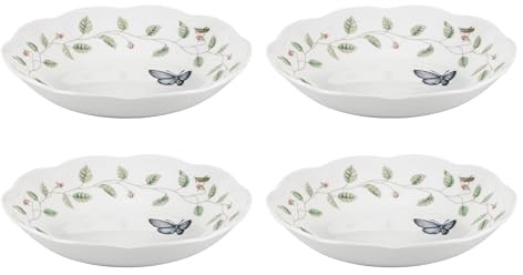 Lenox Butterfly Meadow Porcelain Pasta Bowl Set for 4, 20oz