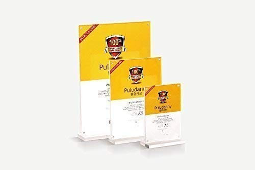 Tisch-Aufsteller aus Acryl (PMMA) inkl. Acrylsockel glasklar Display Tischaufsteller T-Form Tischnamensschild Werbeschild Preisschild (105x148 mm (A6))