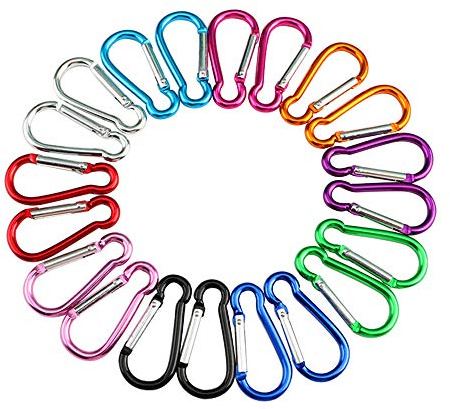 FULARR 20Pcs 5cm Locking Carabiner, Gourd-Shape Mini Carabiner Keychain, Aluminum Alloy Carabiner Snap Hook and Clip Hook, for Attaching Equipment to Backpack or Belt –– Not for Climbing!