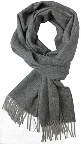 Rotfuchs Wollschal Kaschmirschal Damenschal Winterschal Herrenschal Fischgrat 180 x 30 cm Made in Germany (Hellgrau)