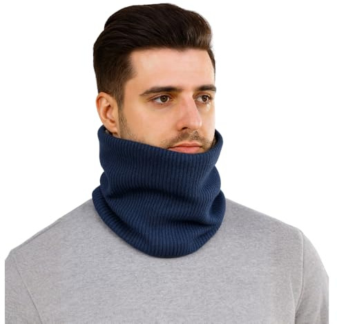 Cabirol Halsvärmare med foder, unisex halsduk, för vintern, för sport, skidåkning, motorcykel, Mörkblå, One size