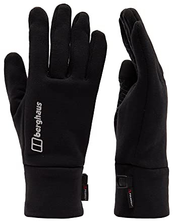Berghaus Unisex Polartec Powerstretch Interact Warm Winter Fleece Gloves | Touch Screen Compatible, Black, L-XL